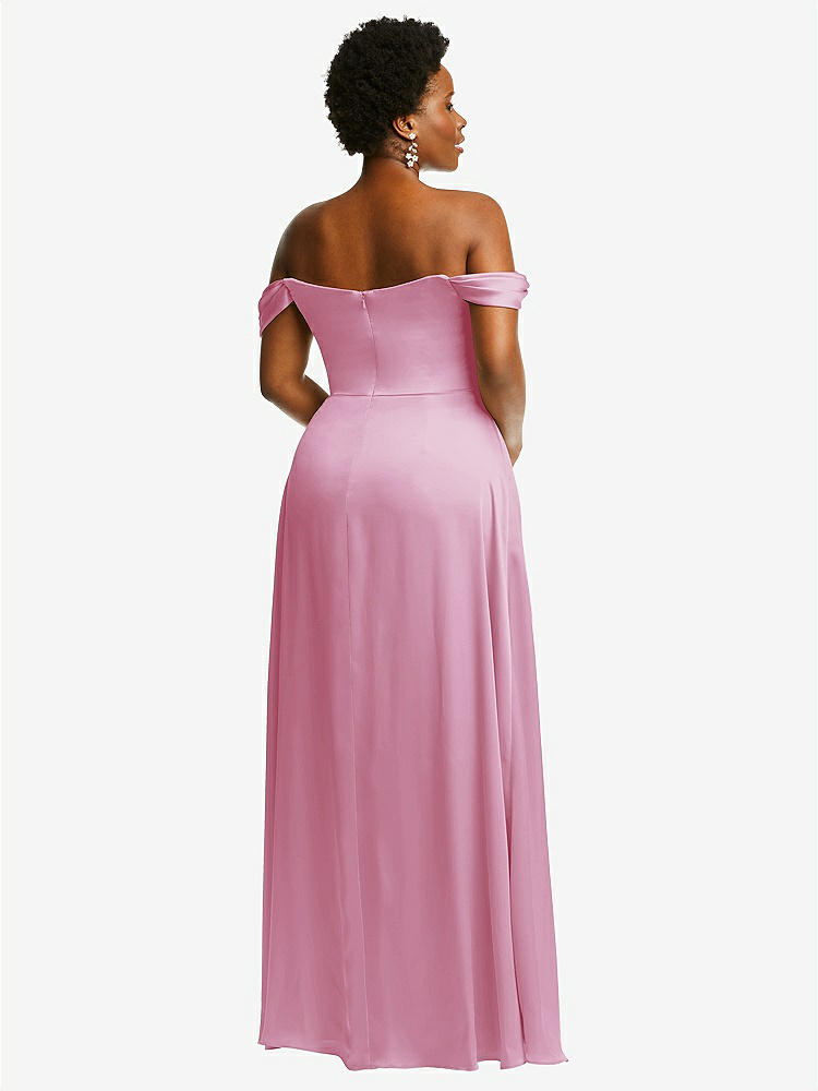 【NEW】【STYLE: 3108】オフショルダー フラウンス 袖 帝国 ウエスト ガウン フロント スリット【COLOR: Powder Pink】【SIZE: 00-30W】