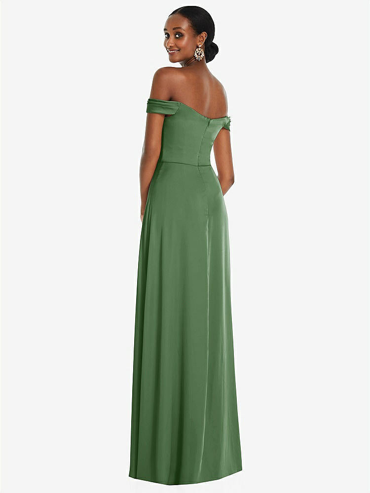 【NEW】【STYLE: 3108】オフショルダー フラウンス 袖 帝国 ウエスト ガウン フロント スリット【COLOR: Vineyard Green】【SIZE: 00-30W】