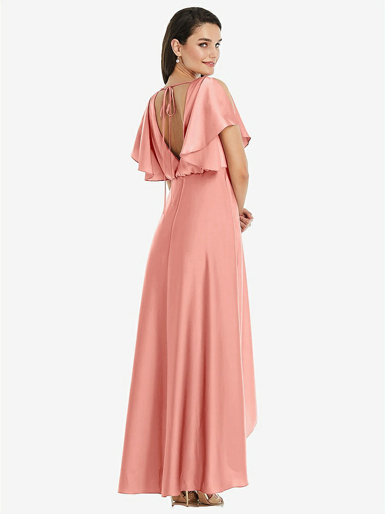 【NEW】【STYLE: 3112】Blouson Bodice Deep V-Back High Low ドレス 羽ばたき 袖【COLOR: Rose - PANTONE Rose Quartz】【SIZE: 00-30W】