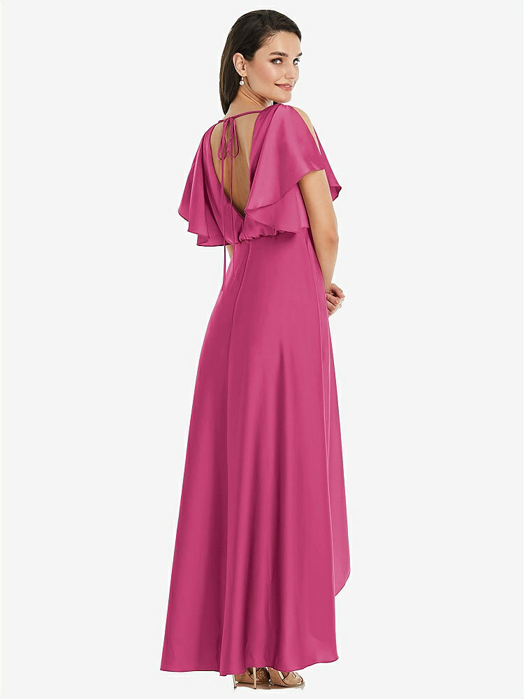 【NEW】【STYLE: 3112】Blouson Bodice Deep V-Back High Low ドレス 羽ばたき 袖【COLOR: Tea Rose】【SIZE: 00-30W】