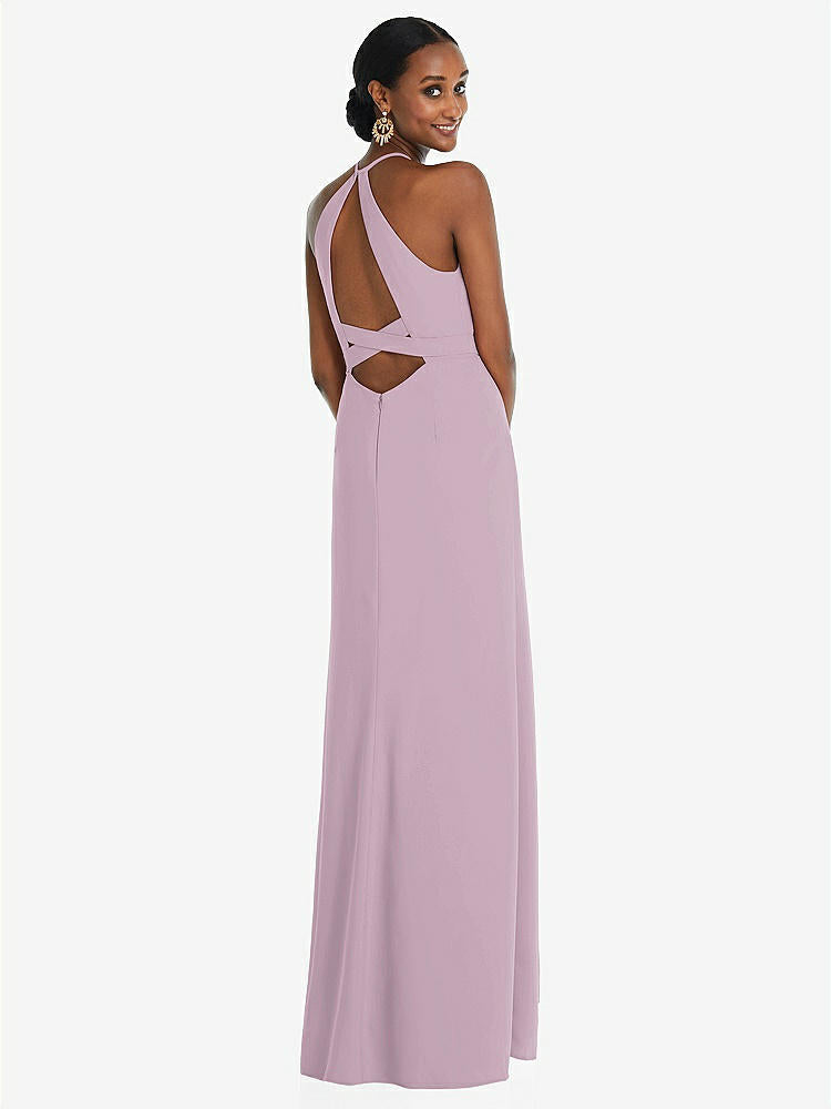 【STYLE: 3092】Halter Criss Cross Cutout Back Maxi Dress【COLOR: Suede Rose】