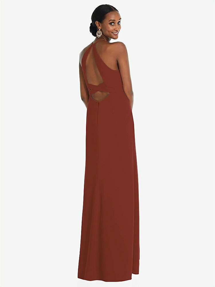 【STYLE: 3092】Halter Criss Cross Cutout Back Maxi Dress【COLOR: Auburn Moon】