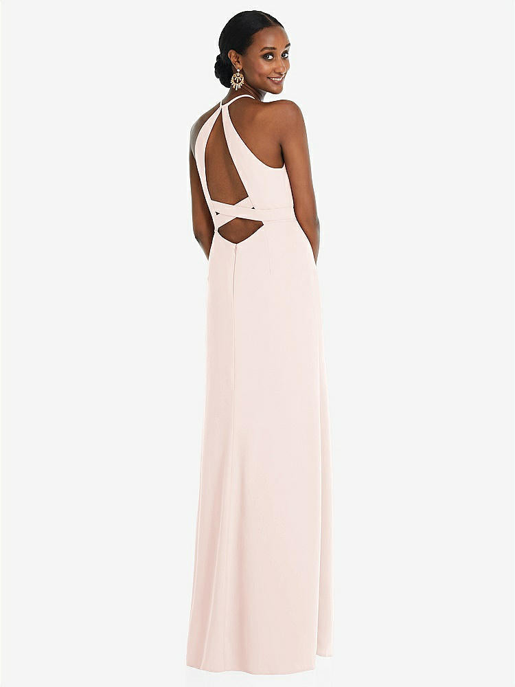 【STYLE: 3092】Halter Criss Cross Cutout Back Maxi Dress【COLOR: Blush】
