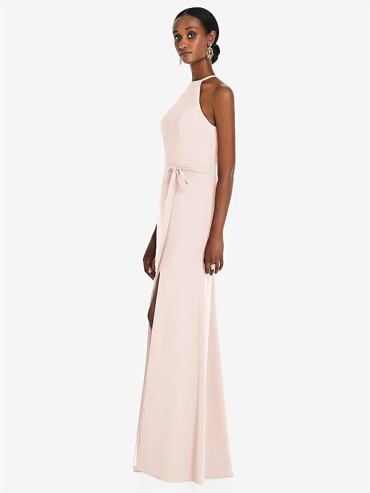 【STYLE: 3092】Halter Criss Cross Cutout Back Maxi Dress【COLOR: Blush】