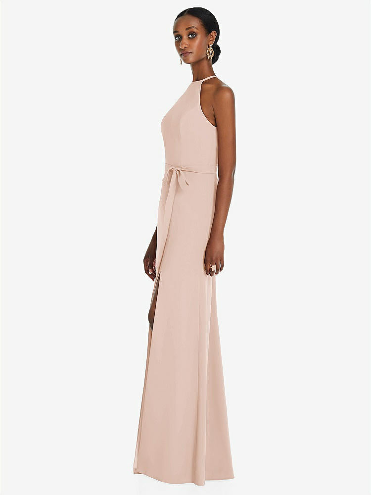 【STYLE: 3092】Halter Criss Cross Cutout Back Maxi Dress【COLOR: Cameo】