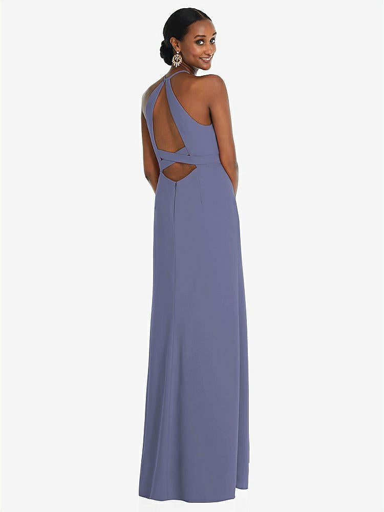 【STYLE: 3092】Halter Criss Cross Cutout Back Maxi Dress【COLOR: French Blue】