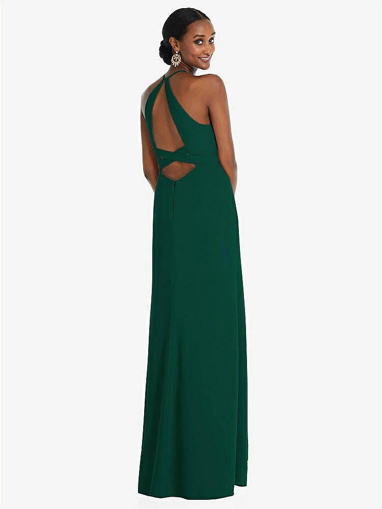 【STYLE: 3092】Halter Criss Cross Cutout Back Maxi Dress【COLOR: Hunter Green】