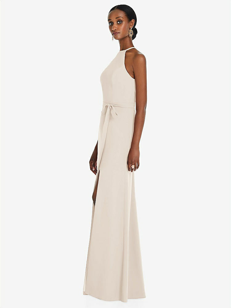 【STYLE: 3092】Halter Criss Cross Cutout Back Maxi Dress【COLOR: Oat】