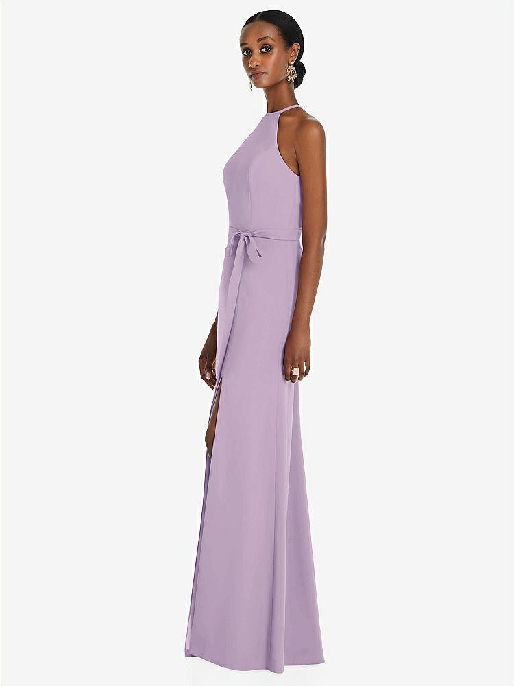 【STYLE: 3092】Halter Criss Cross Cutout Back Maxi Dress【COLOR: Pale Purple】