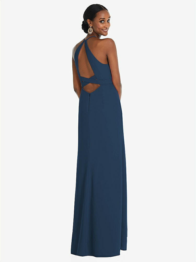 【STYLE: 3092】Halter Criss Cross Cutout Back Maxi Dress【COLOR: Sofia Blue】