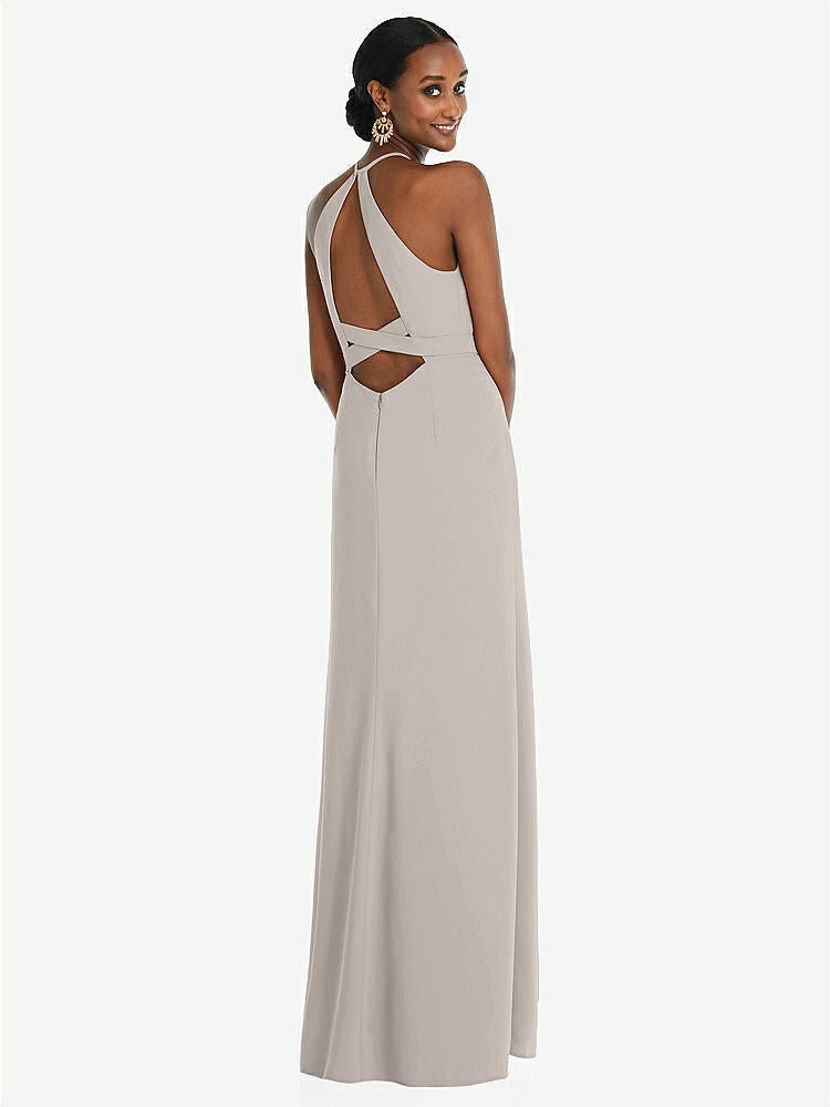 【STYLE: 3092】Halter Criss Cross Cutout Back Maxi Dress【COLOR: Taupe】