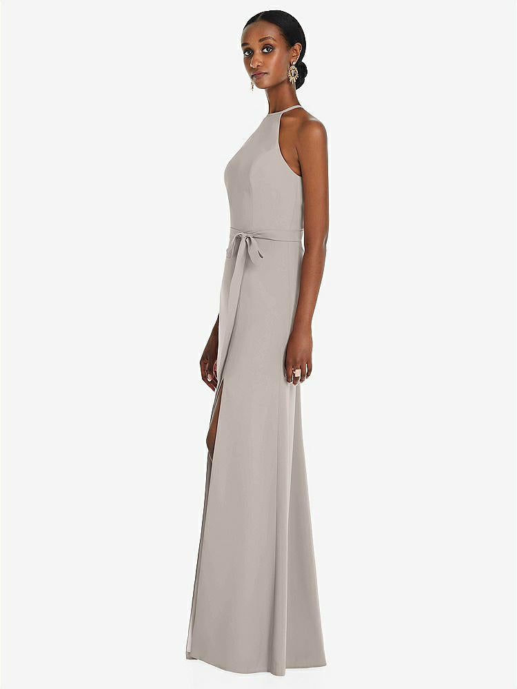【STYLE: 3092】Halter Criss Cross Cutout Back Maxi Dress【COLOR: Taupe】