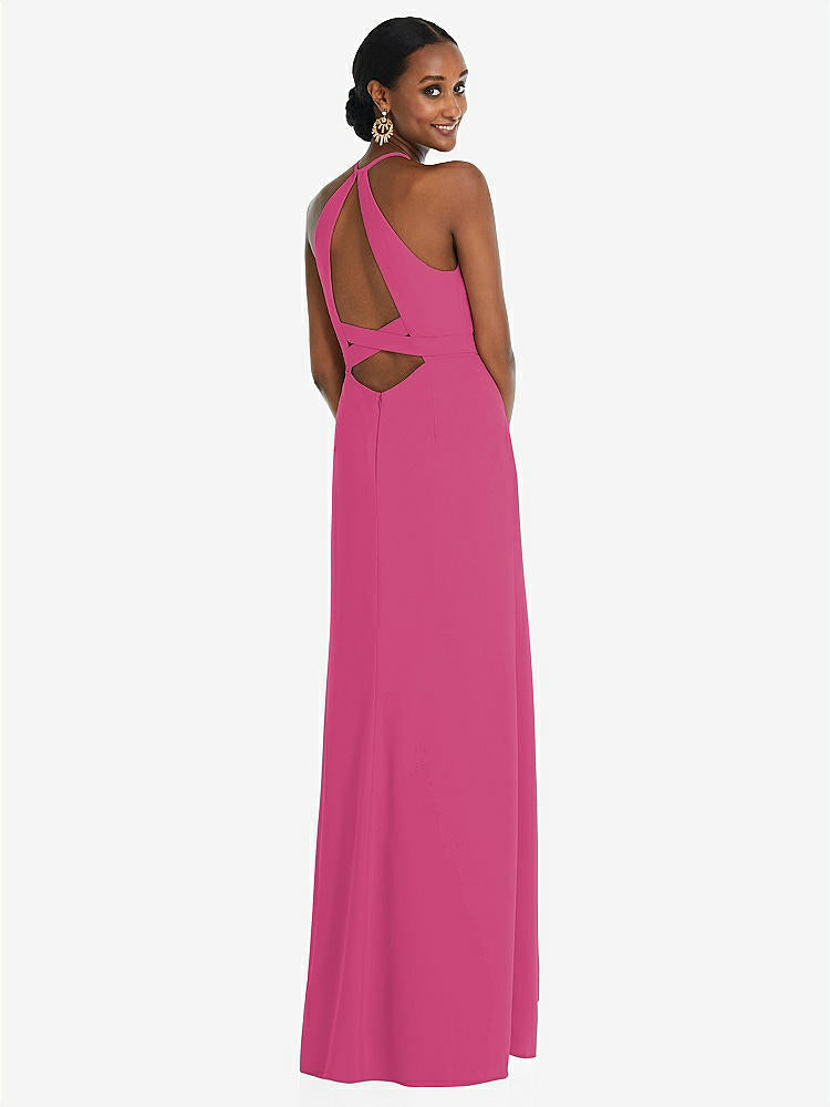 【STYLE: 3092】Halter Criss Cross Cutout Back Maxi Dress【COLOR: Tea Rose】