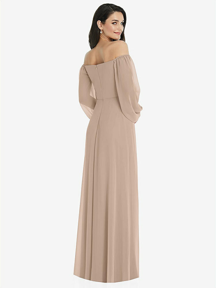 【STYLE: 3104】Off-the-Shoulder Puff Sleeve Maxi Dress with Front Slit【COLOR: Topaz】