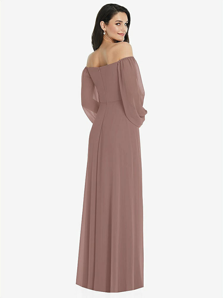 【STYLE: 3104】Off-the-Shoulder Puff Sleeve Maxi Dress with Front Slit【COLOR: Sienna】