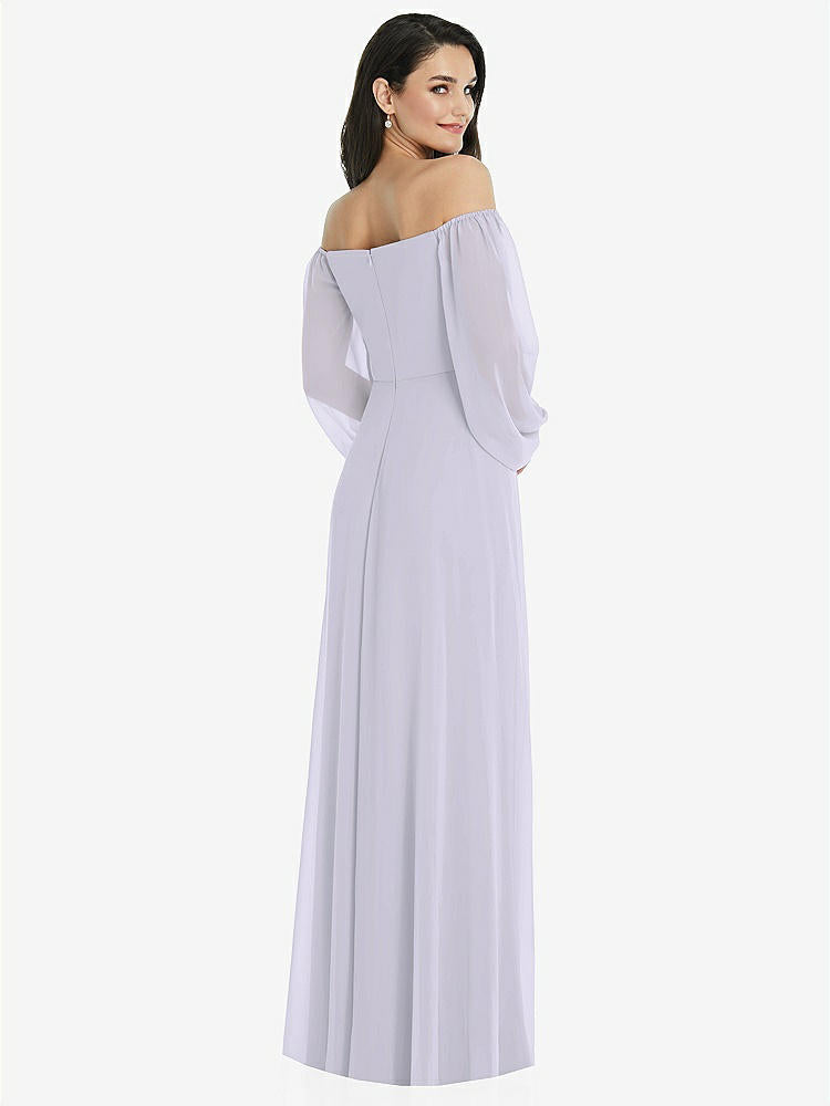 【STYLE: 3104】Off-the-Shoulder Puff Sleeve Maxi Dress with Front Slit【COLOR: Silver Dove】