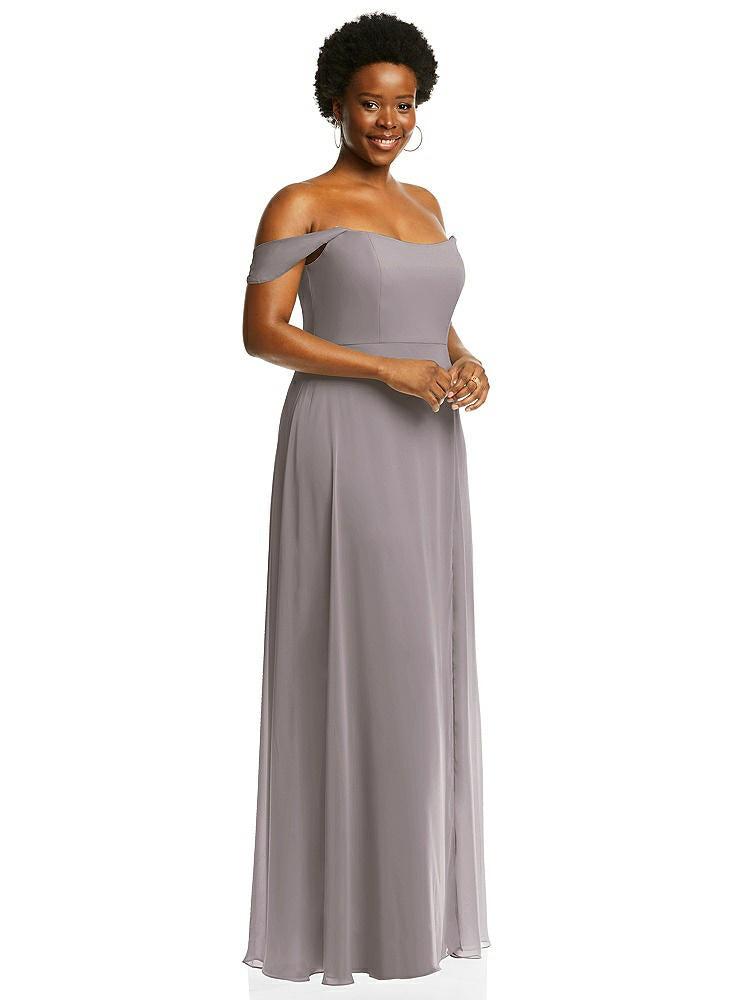 【NEW】【STYLE: 1560】オフショルダー バスク 首 マキシ ドレス フラウンス 袖【COLOR: Cashmere Gray】【SIZE: 00-30W】