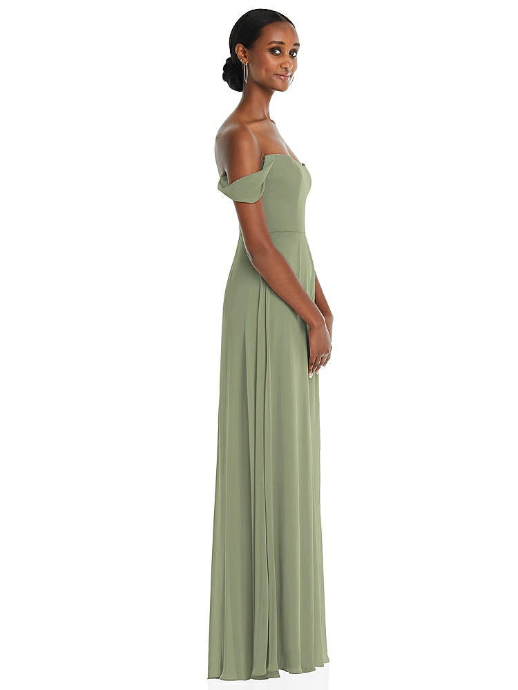 【NEW】【STYLE: 1560】オフショルダー バスク 首 マキシ ドレス フラウンス 袖【COLOR: Sage】【SIZE: 00-30W】