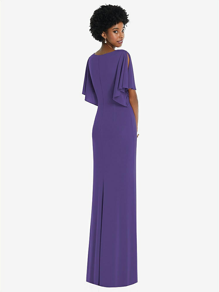 【NEW】【STYLE: 3107】フェイク ラップ スプリット スリーブ マキシ ドレス カスケード スカート【COLOR: Regalia - PANTONE Ultra Violet】【SIZE: 00-30W】