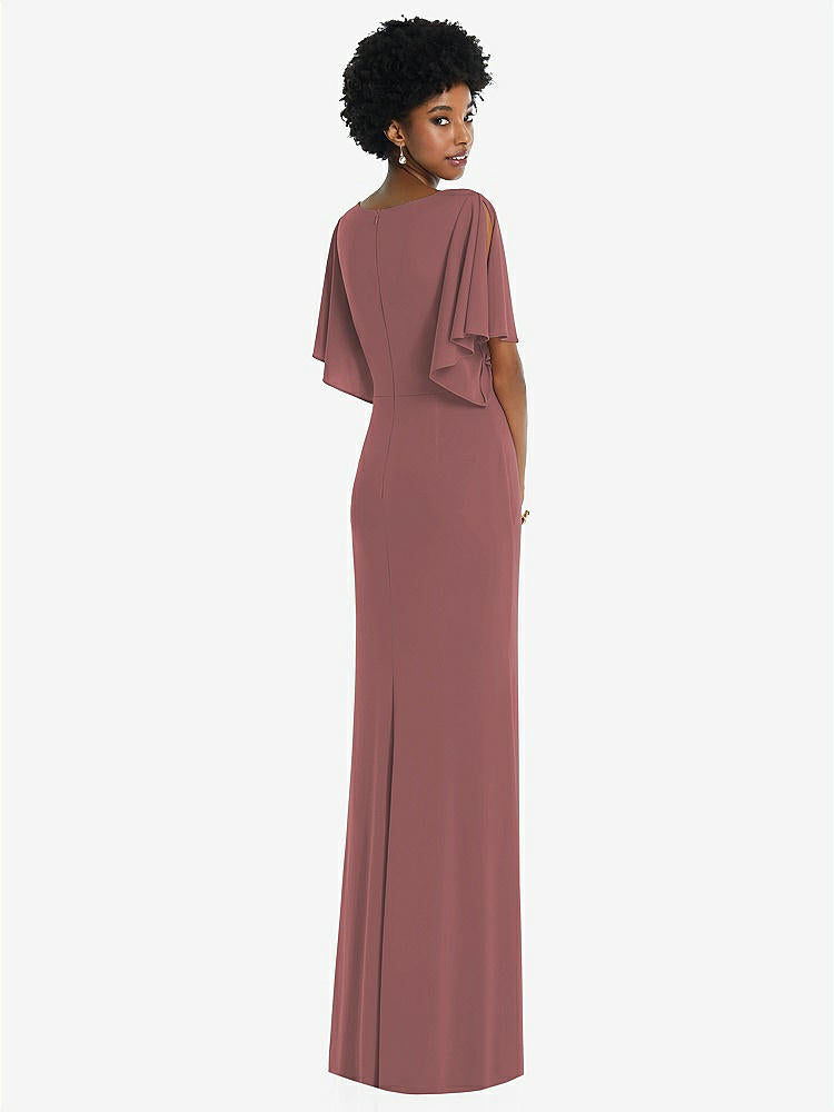 【NEW】【STYLE: 3107】フェイク ラップ スプリット スリーブ マキシ ドレス カスケード スカート【COLOR: English Rose】【SIZE: 00-30W】