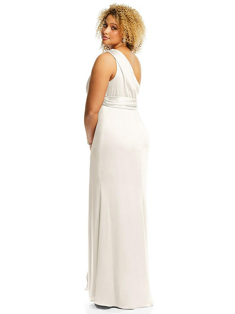 【STYLE: 3111】One-Shoulder Draped Twist Empire Waist Trumpet Gown【COLOR: Ivory】