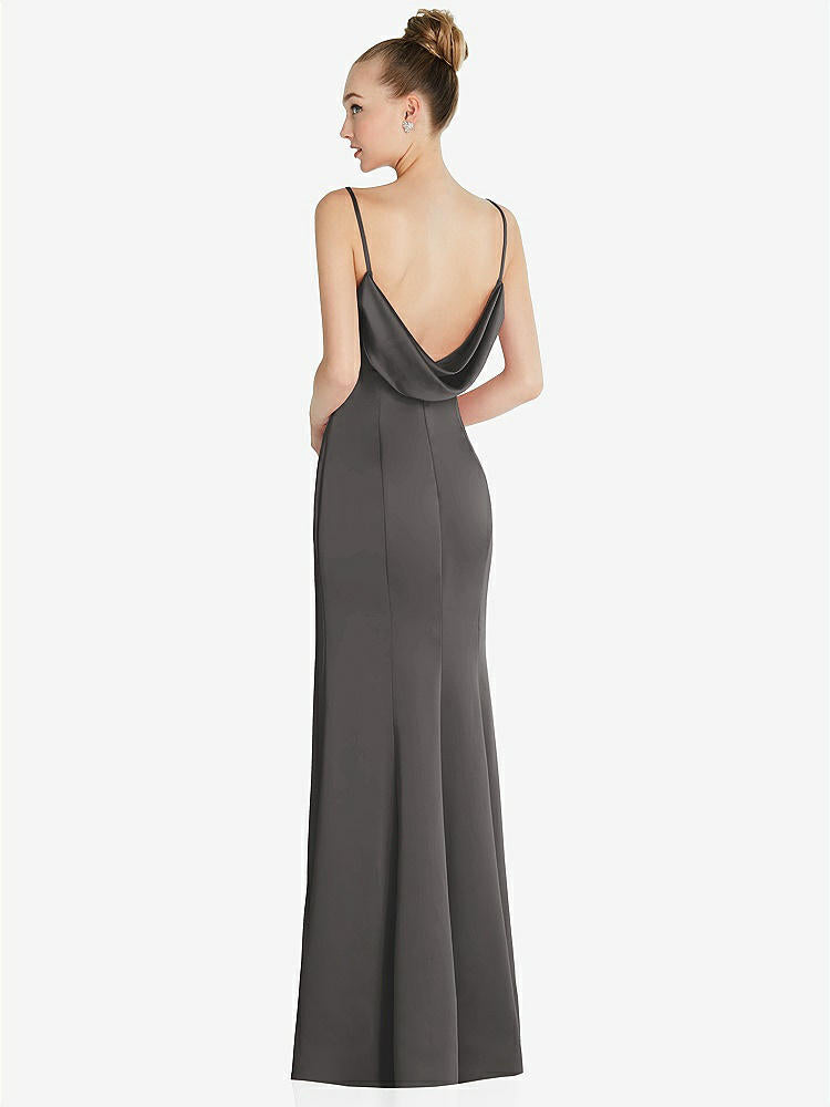 【STYLE: 6856】Draped Cowl-Back Princess Line Dress with Front Slit【COLOR: Caviar Gray】