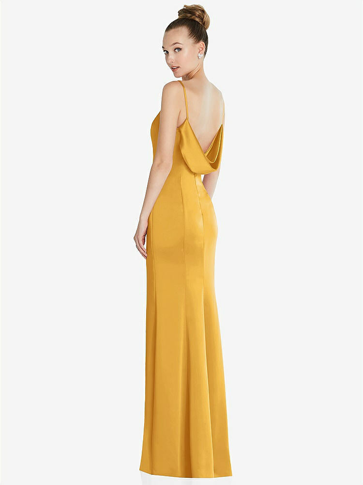 【STYLE: 6856】Draped Cowl-Back Princess Line Dress with Front Slit【COLOR: NYC Yellow】