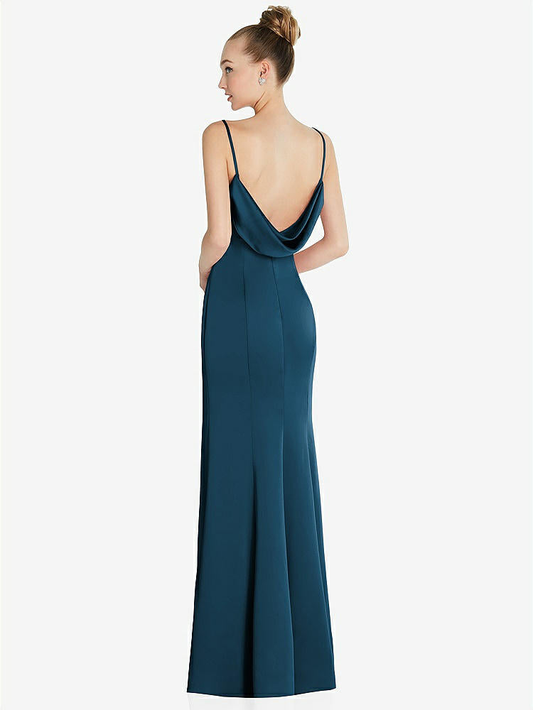 【STYLE: 6856】Draped Cowl-Back Princess Line Dress with Front Slit【COLOR: Atlantic Blue】