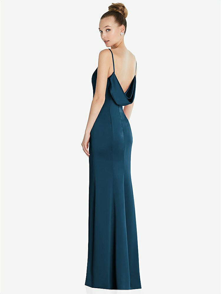 【STYLE: 6856】Draped Cowl-Back Princess Line Dress with Front Slit【COLOR: Atlantic Blue】