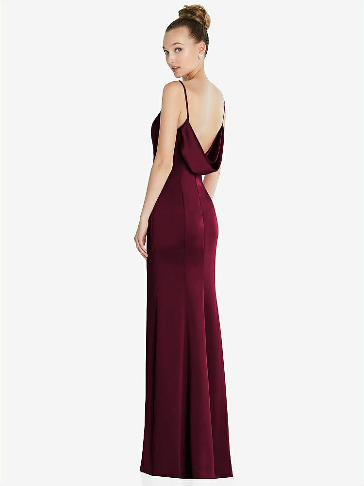 【STYLE: 6856】Draped Cowl-Back Princess Line Dress with Front Slit【COLOR: Cabernet】