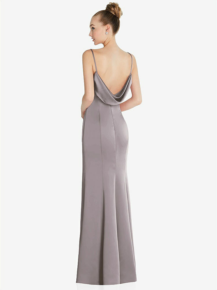 【STYLE: 6856】Draped Cowl-Back Princess Line Dress with Front Slit【COLOR: Cashmere Gray】