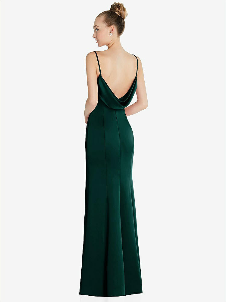 【STYLE: 6856】Draped Cowl-Back Princess Line Dress with Front Slit【COLOR: Evergreen】