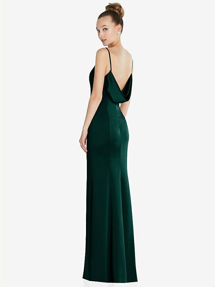 【STYLE: 6856】Draped Cowl-Back Princess Line Dress with Front Slit【COLOR: Evergreen】