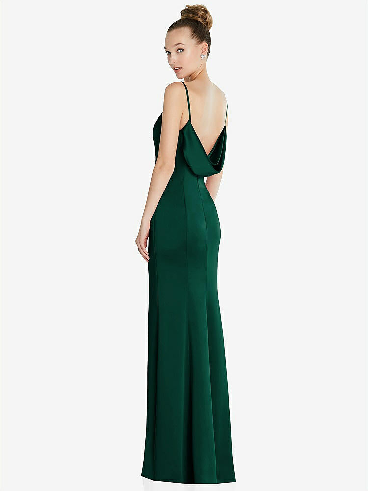 【STYLE: 6856】Draped Cowl-Back Princess Line Dress with Front Slit【COLOR: Hunter Green】