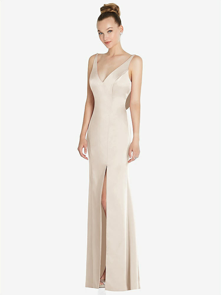 【NEW】【STYLE: 6856】ドレープ カウルバック プリンセス ライン ドレス 前面 スリット【COLOR: Oat】【SIZE: 00-30W】