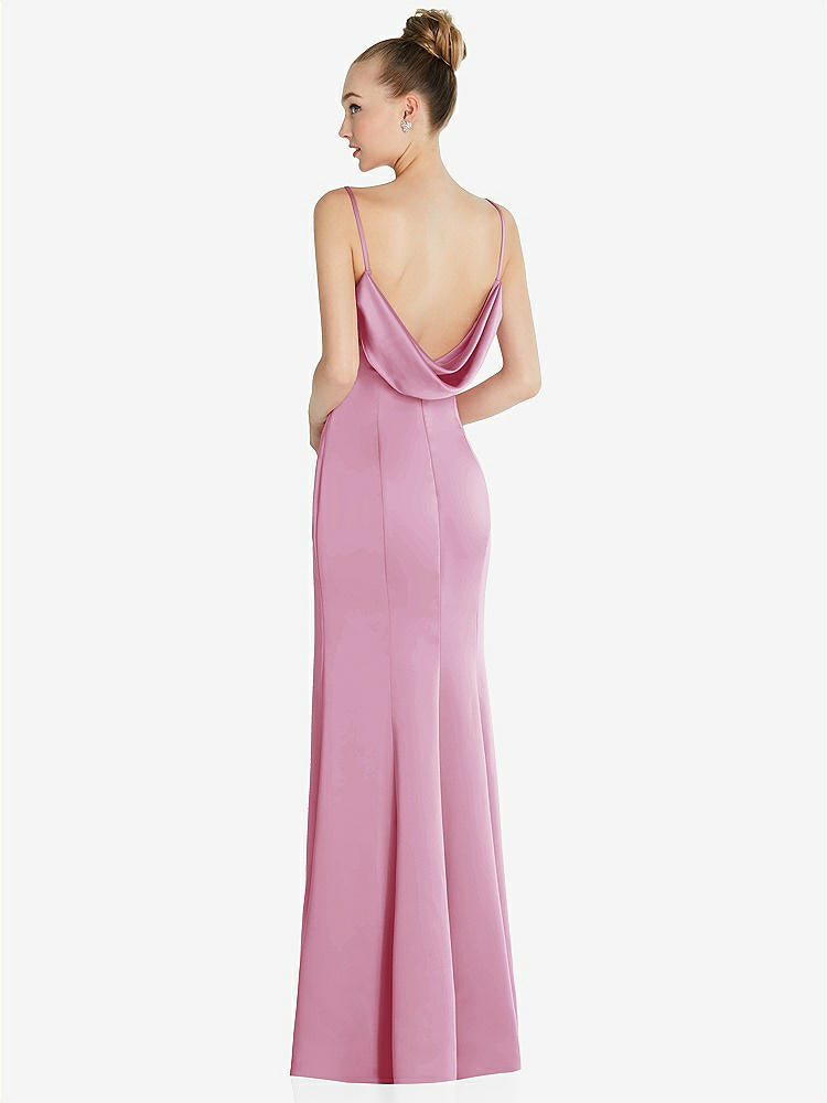 【STYLE: 6856】Draped Cowl-Back Princess Line Dress with Front Slit【COLOR: Powder Pink】