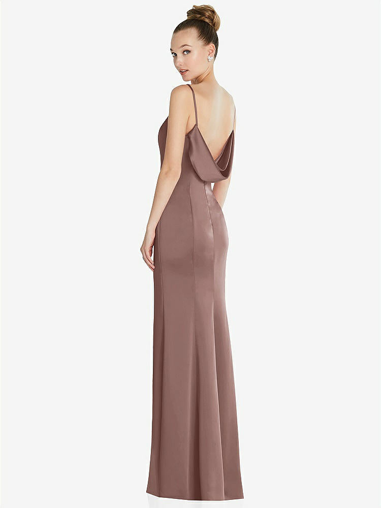 【STYLE: 6856】Draped Cowl-Back Princess Line Dress with Front Slit【COLOR: Sienna】