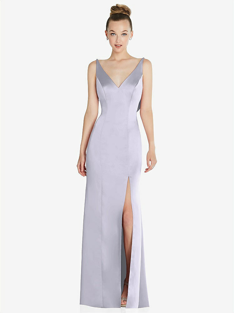 【STYLE: 6856】Draped Cowl-Back Princess Line Dress with Front Slit【COLOR: Silver Dove】