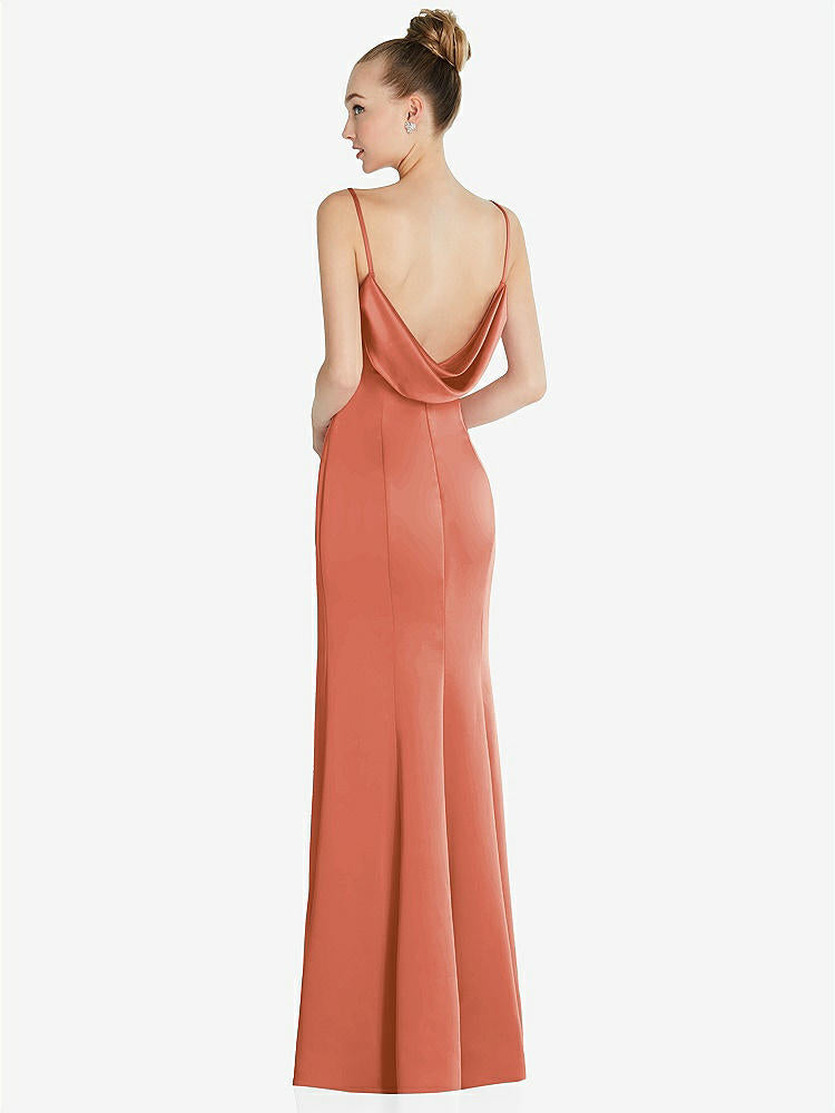 【STYLE: 6856】Draped Cowl-Back Princess Line Dress with Front Slit【COLOR: Terracotta Copper】