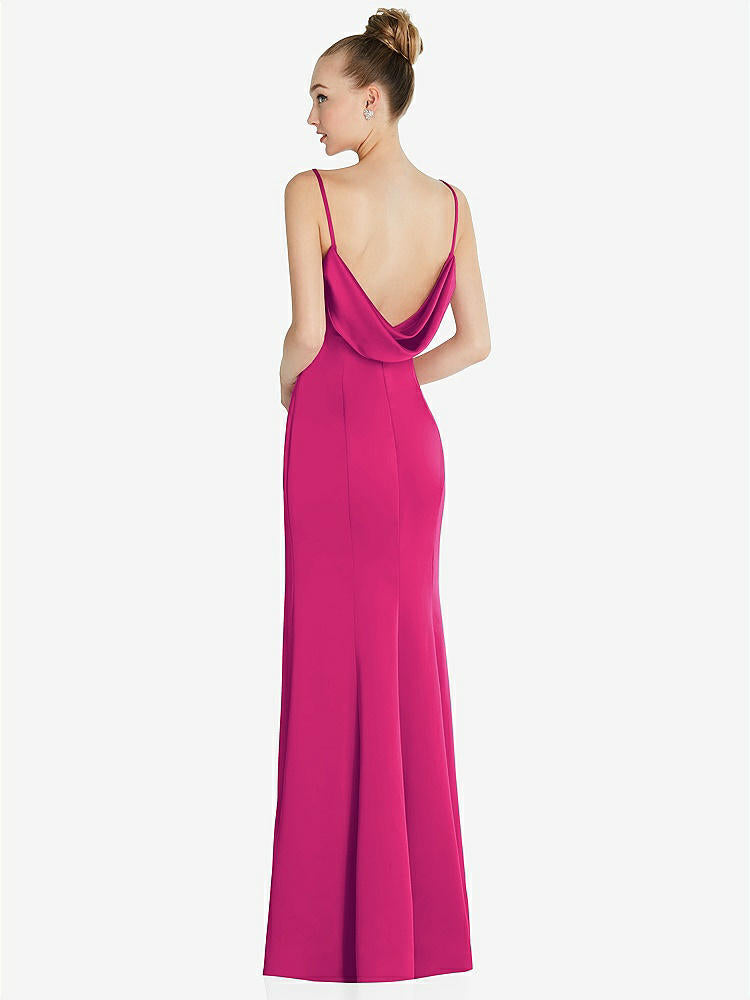 【STYLE: 6856】Draped Cowl-Back Princess Line Dress with Front Slit【COLOR: Think Pink】