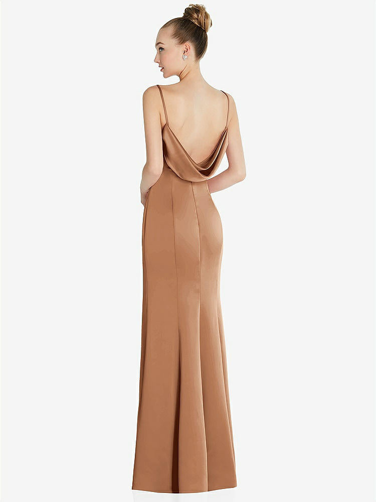 【STYLE: 6856】Draped Cowl-Back Princess Line Dress with Front Slit【COLOR: Toffee】