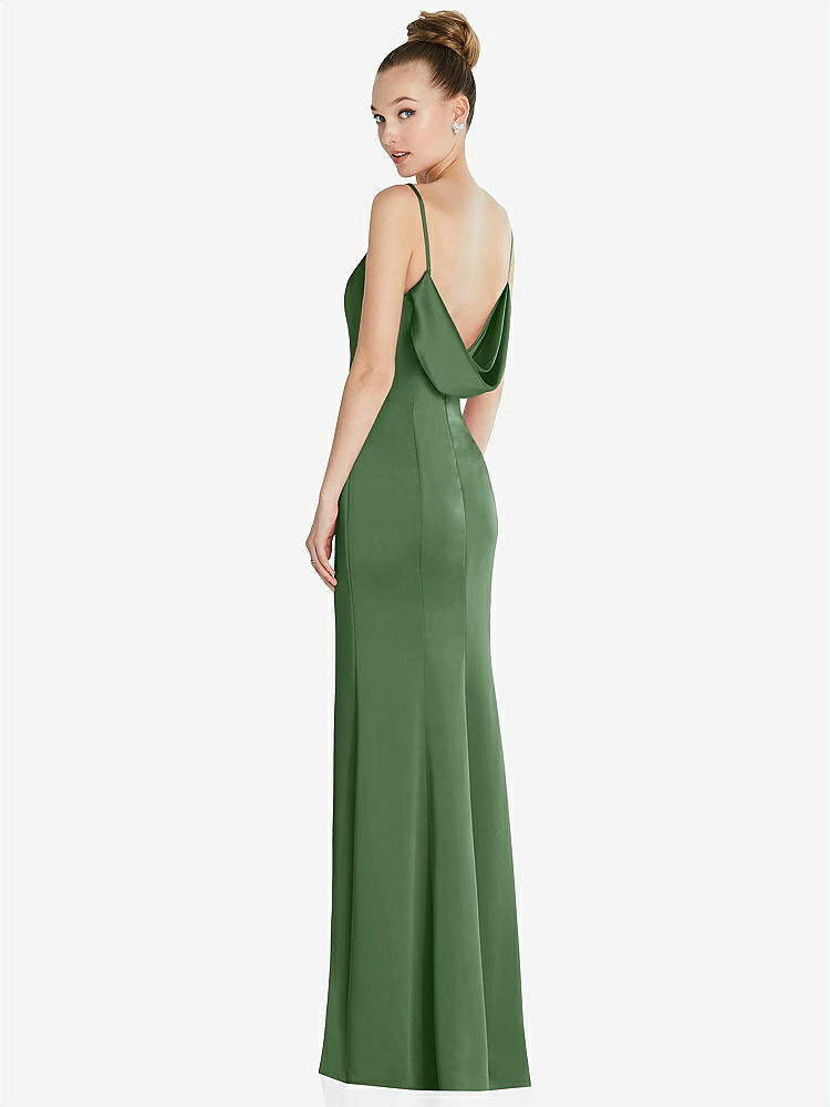 【STYLE: 6856】Draped Cowl-Back Princess Line Dress with Front Slit【COLOR: Vineyard Green】