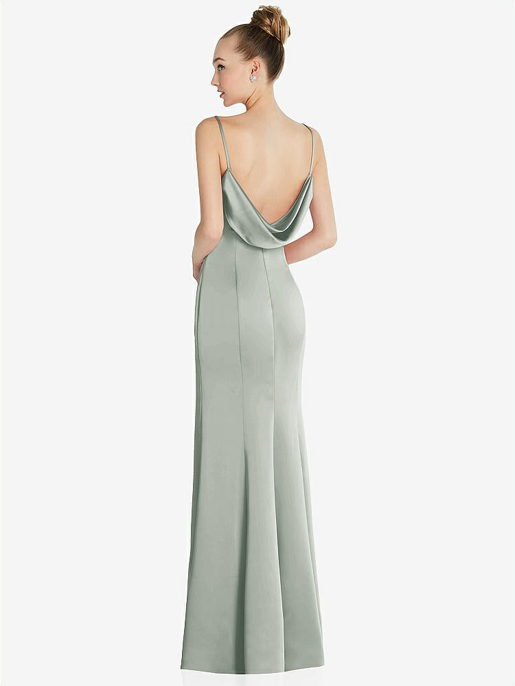 【STYLE: 6856】Draped Cowl-Back Princess Line Dress with Front Slit【COLOR: Willow Green】