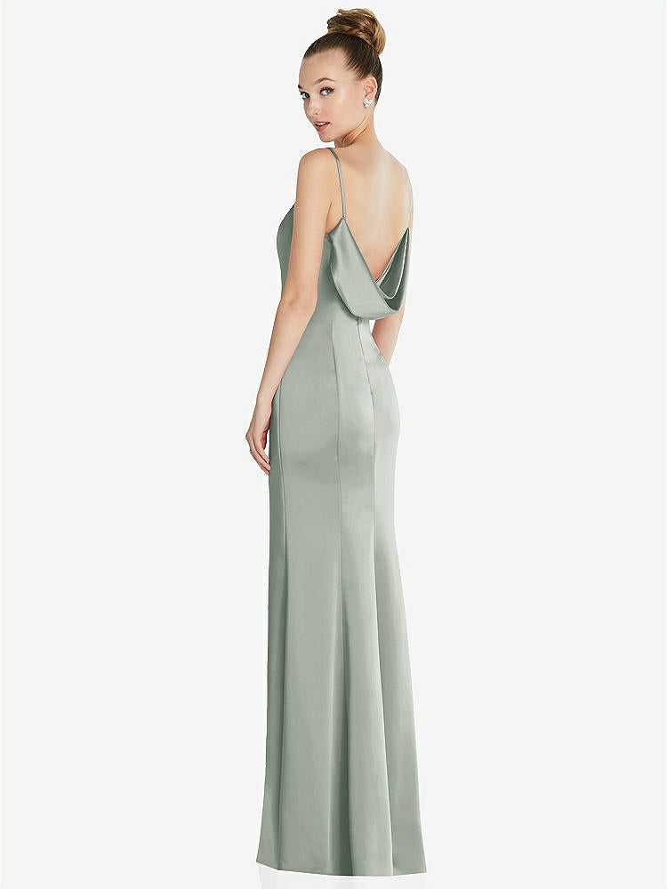 【STYLE: 6856】Draped Cowl-Back Princess Line Dress with Front Slit【COLOR: Willow Green】