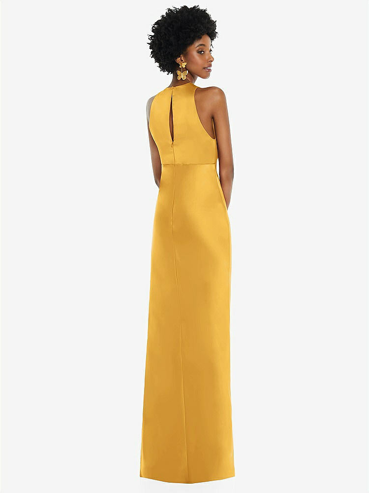 【STYLE: LB043】Jewel Neck Sleeveless Maxi Dress with Bias Skirt【COLOR: NYC Yellow】