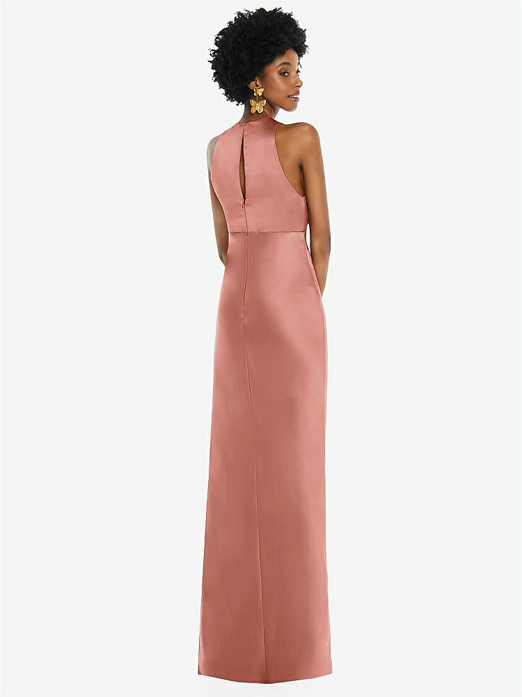 【STYLE: LB043】Jewel Neck Sleeveless Maxi Dress with Bias Skirt【COLOR: Desert Rose】