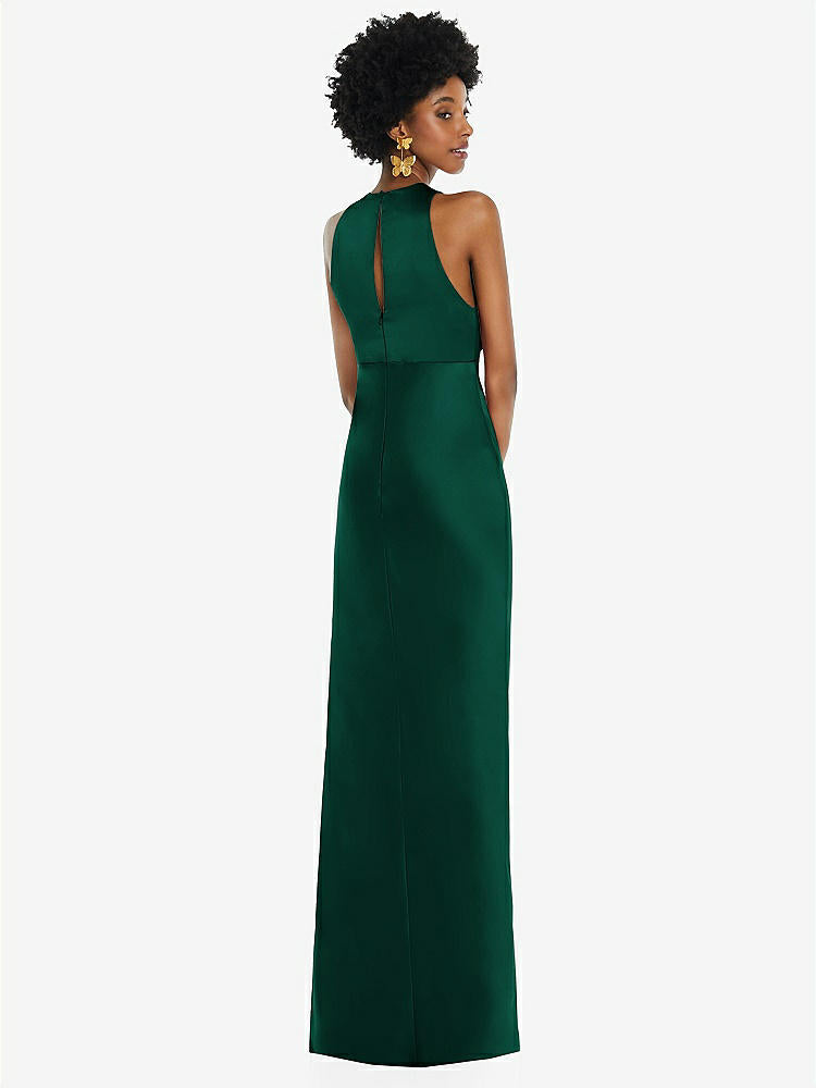 【STYLE: LB043】Jewel Neck Sleeveless Maxi Dress with Bias Skirt【COLOR: Hunter Green】