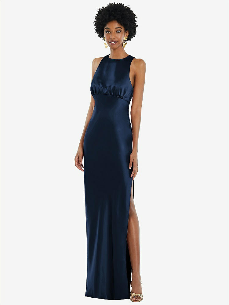 【NEW】【STYLE: LB043】宝石 首 ノースリーブ マキシ ドレス バイアス スカート【COLOR: Midnight Navy】【SIZE: 00-30W】