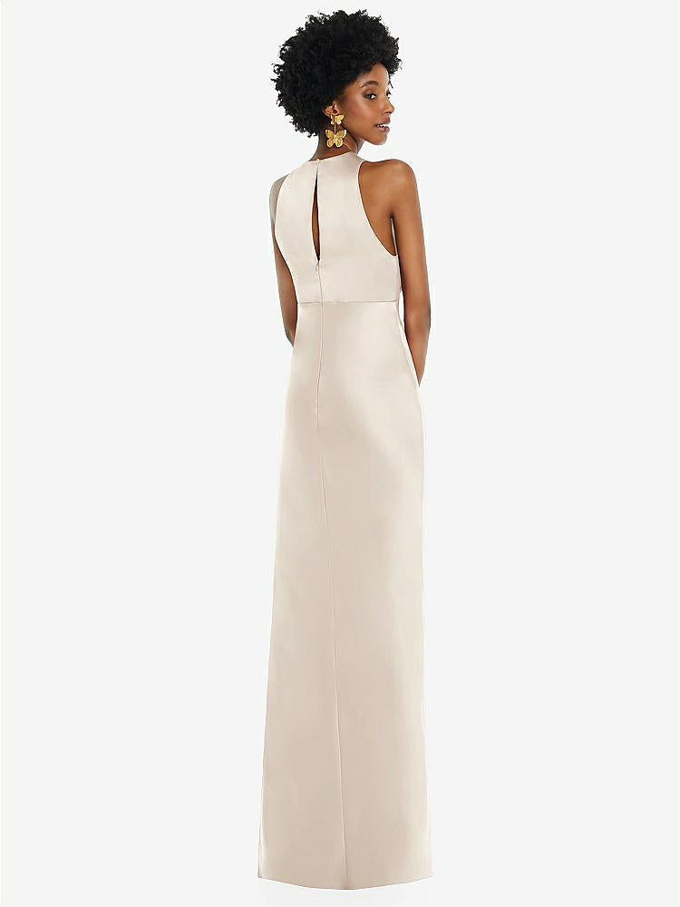 【STYLE: LB043】Jewel Neck Sleeveless Maxi Dress with Bias Skirt【COLOR: Oat】