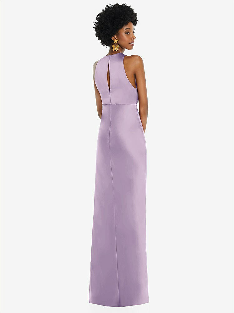 【STYLE: LB043】Jewel Neck Sleeveless Maxi Dress with Bias Skirt【COLOR: Pale Purple】